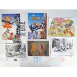 A group of three WALT DISNEY press information packs for THE FOX AND THE HOUND, OLIVER & COMPANY and