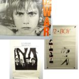 A group of three U2 promotional album / single posters - 'Pride', 'War' and 'Boy' (2 are 38" x 26"