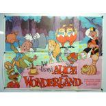 WALT DISNEY: ALICE IN WONDERLAND (1978 Release) - 2 X UK Quad Film Posters - 1 x main design