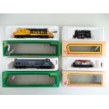 A group of American Outline diesel and steam locomotives by MEHANO - G/VG in G boxes (4)