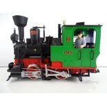 An LGB G Scale 0-4-0 steam tank locomotive in green livery numbered 2 - VG/E - unboxed