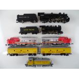 A group of unboxed American Outline diesel and steam locomotives by various manufacturers - G/VG (