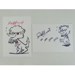 A pair of hand drawn Rolf-A-Roo sketches signed by ROLF HARRIS (2) these have been independently