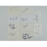 COMEDIANS: A mixed group of signed cards comprising: PAUL MERTON, BILLY CONNOLLY, HARRY ENFIELD,