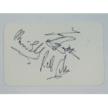 BEEGEES: A signed card of all three members of the band: MAURICE, BARRY and ROBIN - PROVENANCE: