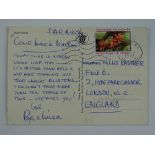 A handwritten postcard to the Kastner family signed by ROGER and LOUISA MOORE - this has been