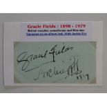 GRACIE FIELDS - British vocalist, comedienne and film star - co-signed autograph page with her