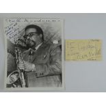 A pair of signed items comprising GENE 'JUG' AMMONS (jazz musician) signed 10 x 8 black/white
