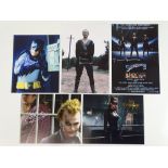 A selection of signed colour photographs (10x8 (3) and 12x8 (2)) from SUPERMAN and BATMAN: ADAM