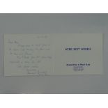 A signed 'Grand Order of Water Rats' compliments card - signed by BERNARD BRESSLAW - regarding