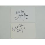 A pair of signed cards for ELTON JOHN and KIKI DEE - PROVENANCE: The Alex Brown Autograph Collection