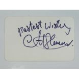 CAT STEVENS - A signed card - PROVENANCE: The Alex Brown Autograph Collection - please see Lot