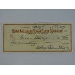 A ROD STEIGER signed cheque dated May 7th 1954 - this has been independently checked and will be