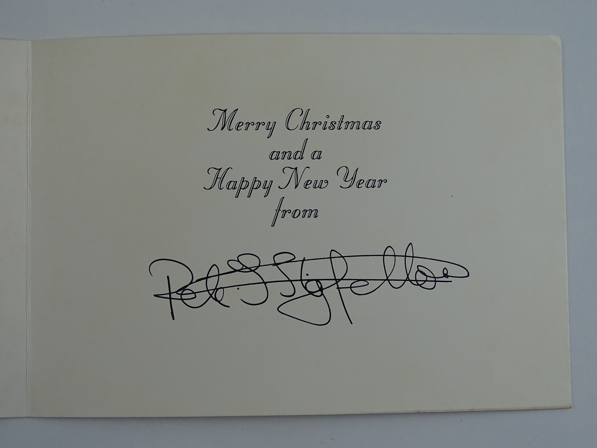 A hand signed Christmas card from PETER STRINGFELLOW - this has been independently checked and