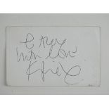 Australian Pop Sensation: KYLIE MINOGUE: Signed and dedicated in black ink on a card 'To Alex with