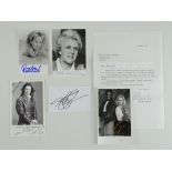 A collection of signed black/white photographs/postcard comprising LAURENCE LLEWELYN-BOWEN,