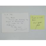 A change of address card with handwritten note and signature, thanking Alex for tuning his piano,