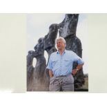 A signed 10x8 colour photograph - DAVID ATTENBOROUGH (on Easter Island) - this has been