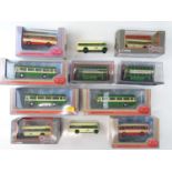 A group of 1:76 scale EFE and CORGI OOC buses - mostly United Counties and Birch Bros. examples - VG