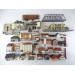 A large quantity of European style kit built N gauge buildings by various manufacturers - G unboxed
