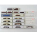 A group of MARKLIN Z Gauge European Outline mixed wagons including two limited edition Christmas