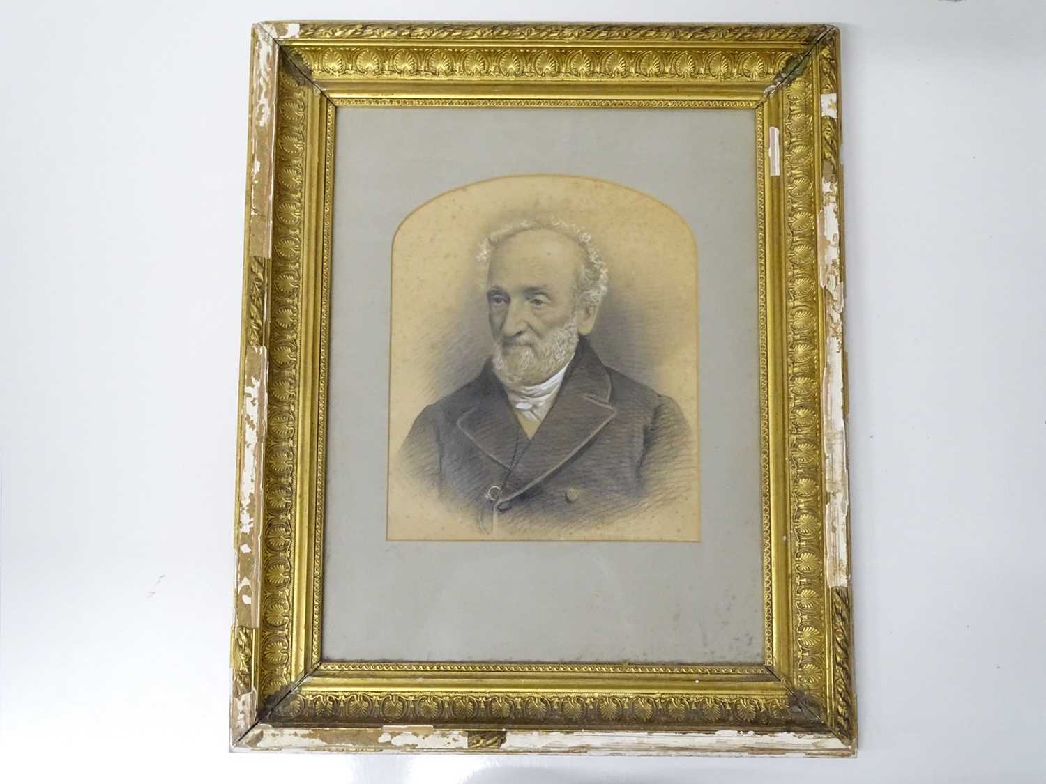 A framed and glazed etching (19" x 23") of an unknown gentleman believed to be of railway