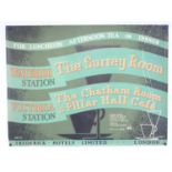 A railways refreshments advertising poster for: FREDRICK HOTELS LIMITED - 'The Surrey Room at