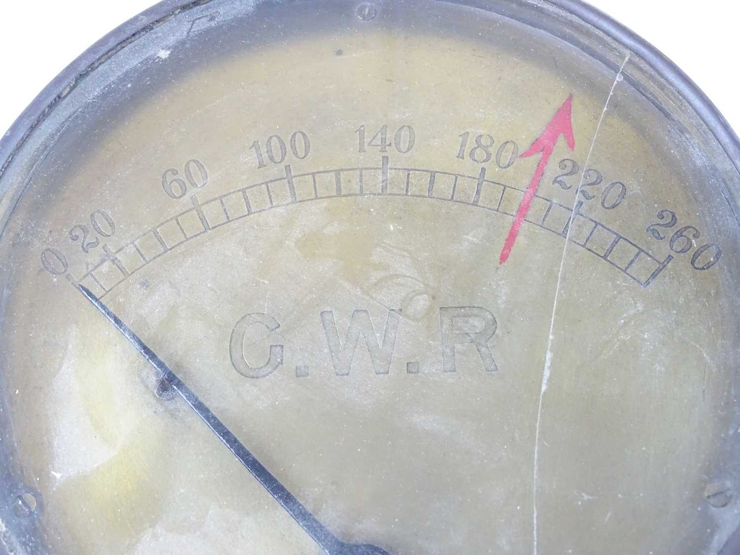 A group of railway items comprising a GWR leather purse (Heyford), a GWR pressure gauge and a cast - Image 2 of 2