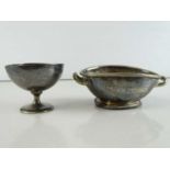 A pair of silver plate sugar/bon bon dishes of different form (one is 7" x 5" x 3" the other is 4" x