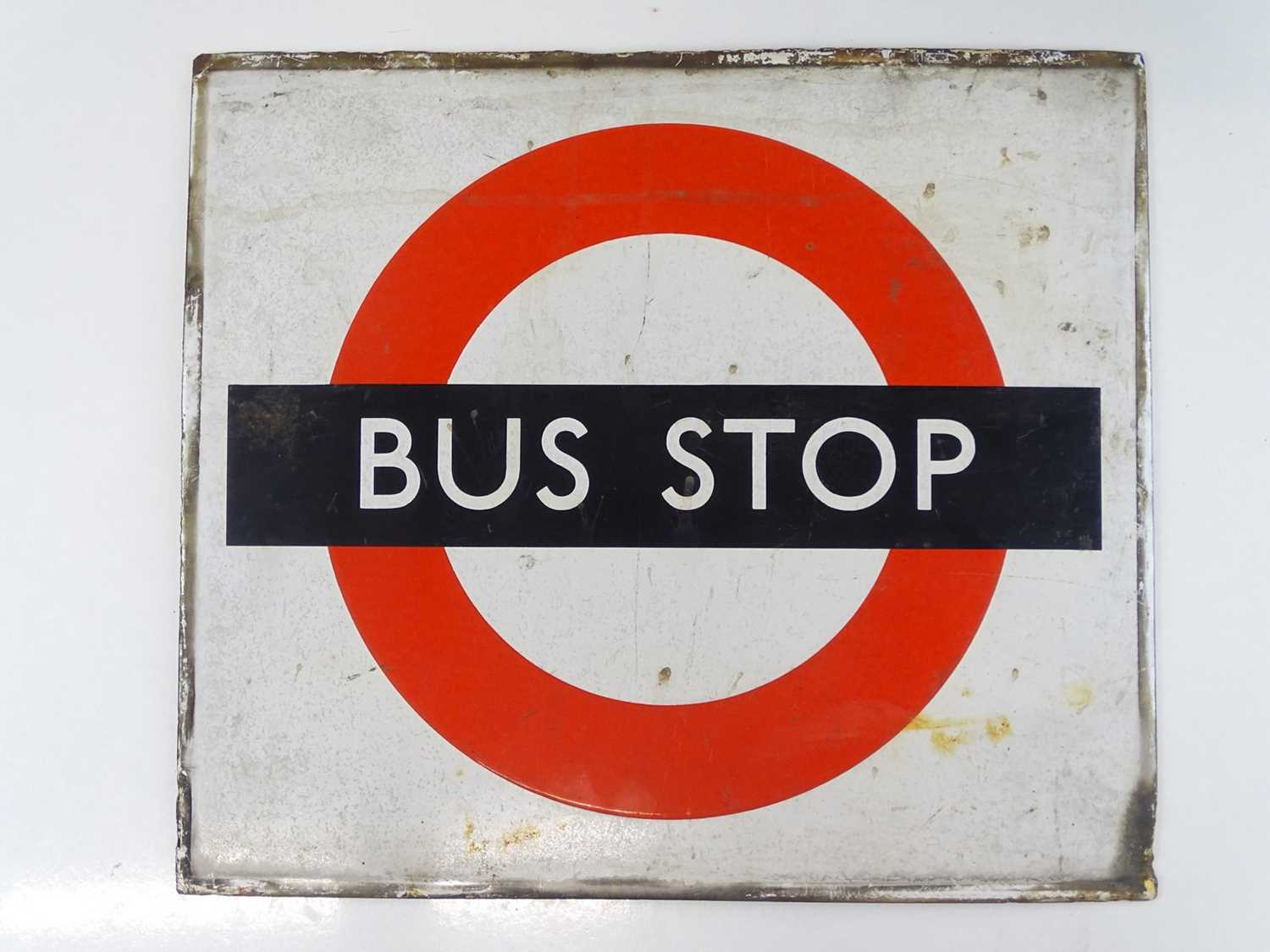 A London Transport 'roundel' enamel bus stop flag - enamel plate (17.5" x 15.5")