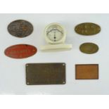 A group of Railway related brass works plates by Simplex and others - together with a Bakelite
