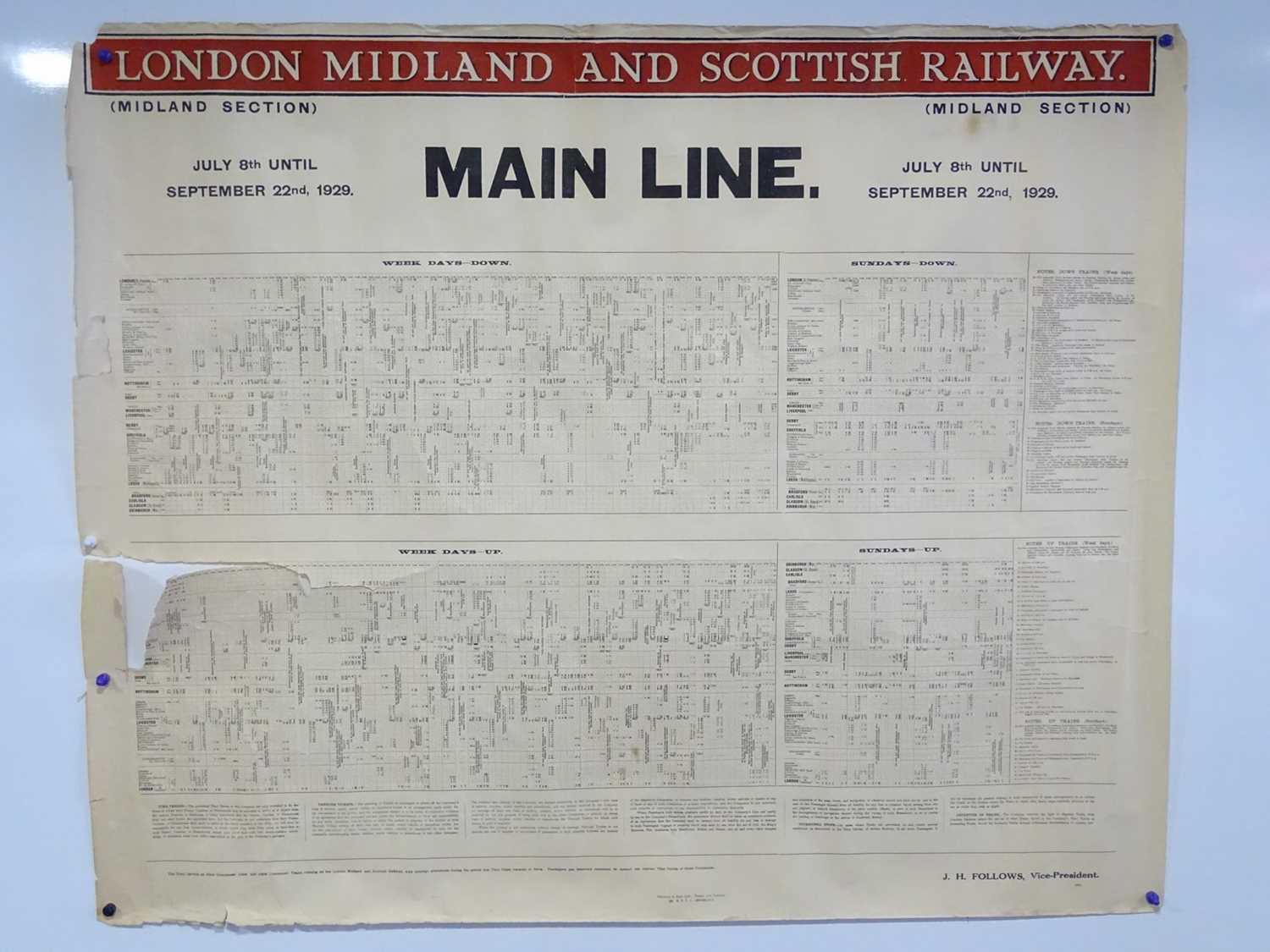 LONDON, MIDLAND and SCOTTISH RAILWAY Mainline (Midland Section) Timetable posters - July 8th - - Image 12 of 15