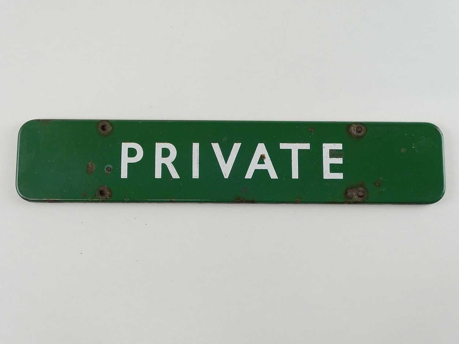 A British Railways Southern Region flanged enamel sign 'Private' in good ex-use condition (18" x 3.