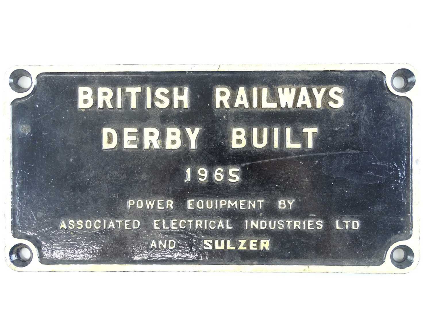 A British Rail aluminium works plate (13" x 6.5") dated 1965 believed to be from a Sulzer Class 25