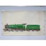 A Hand painted picture of "Colston Hall " in GWR Green livery on thick art paper - Date unknown -