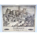 DURHAM BRITISH RAILWAYS- See England by Rail (1950) - Kenneth Steel - Quad Royal Poster (40" x 50" )