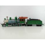A BACHMANN American outline G Scale 4-6-0 steam locomotive, numbered 7, in Atchison Topeka & Santa