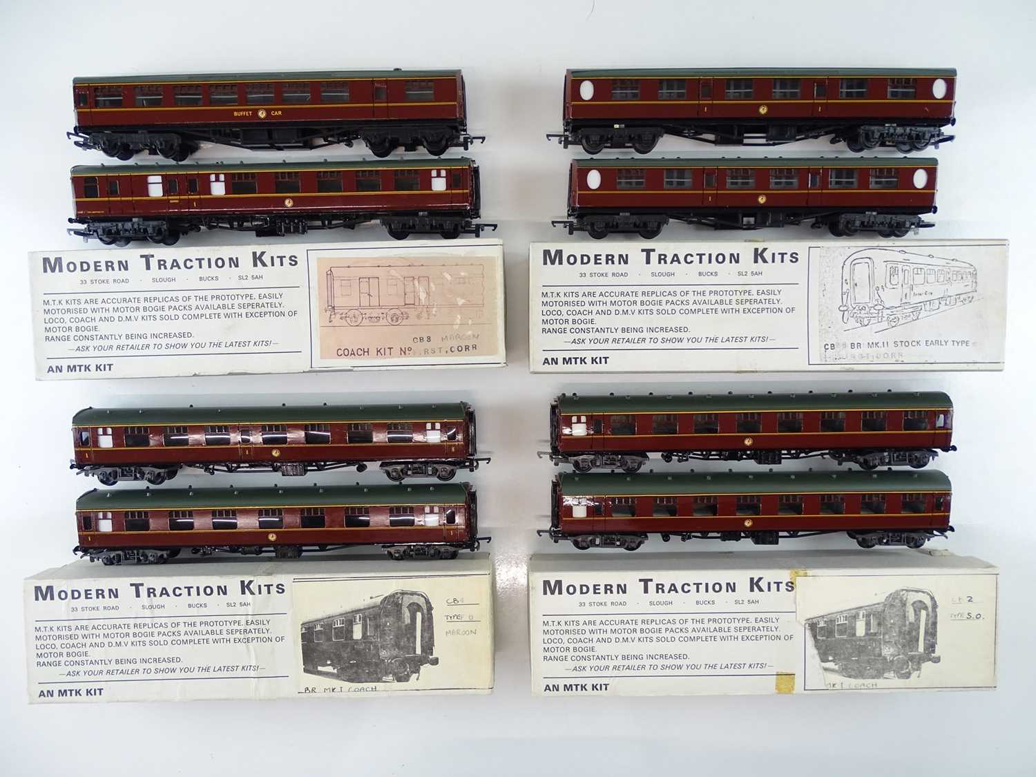 A group of MODERN TRACTION KITS OO Gauge kit built coaches, including various unusual types such