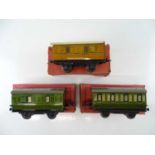 A group of HORNBY SERIES O Gauge pre-war No.1 coaches in LNER and SR liveries - F/G in F/G boxes (