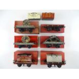 A group of HORNBY SERIES O Gauge pre-war cable drum and conflat wagons - F/G in F/G boxes (6 plus