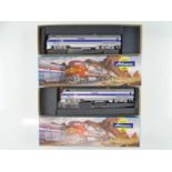 A pair of HO Gauge ATHEARN kit built American Outline 3653 and 3654 AMD-103 P40 Power Cars in Amtrak