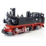 An LGB G Scale 21842 BR99.1 class Mallet articulated steam locomotive in Deutsche Reichsbahn livery,