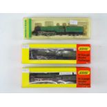 A group of MINITRIX N gauge steam locomotives comprising Boadicea, Evening Star and Flying