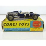 A CORGI Toys 156 Cooper-Maserati Formula 1 Car in dark blue - G in F/G box (one internal flap