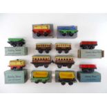 A group of HORNBY SERIES O Gauge pre-war M0 wagons and coaches - F/G in F/G boxes (where boxed) (