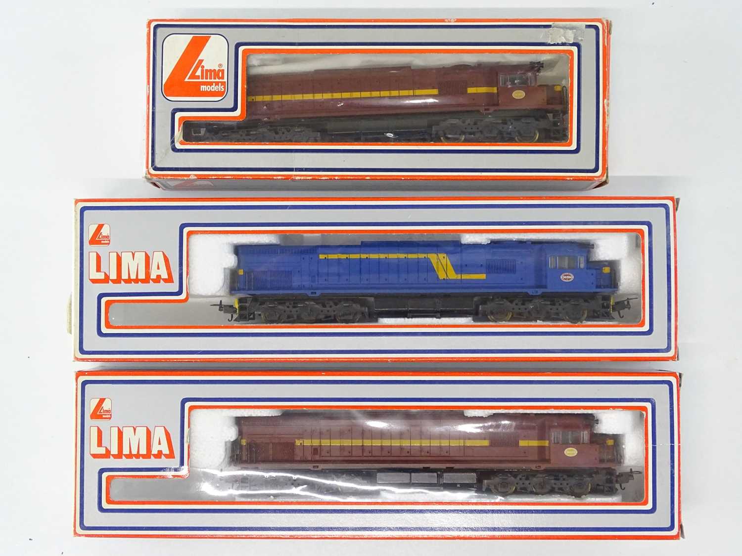 A group of LIMA HO Gauge South African Outline Class 34 diesel locomotives in various liveries -