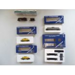 A group of Japanese outline N Gauge rolling stock by MICRO ACE and TOMIX to include a steam