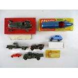 A group of mixed toys to include a SCALEX Ferrari (a/f), another similar and some diecast vehicles -