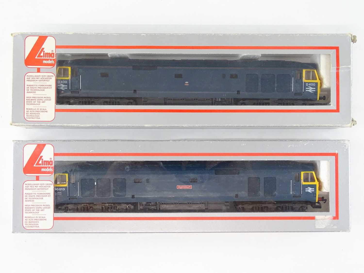 A pair of LIMA OO Gauge Class 50 diesel locomotives in BR blue livery - G/VG in G boxes (2)