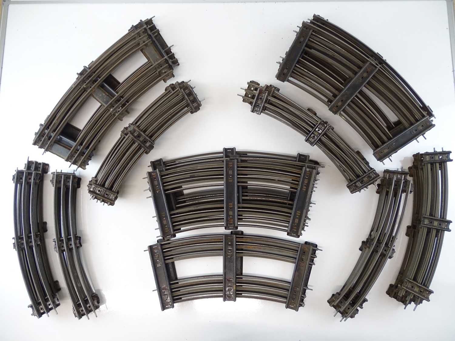 A large quantity of HORNBY SERIES O Gauge 3-rail track all curves - some double track sections and